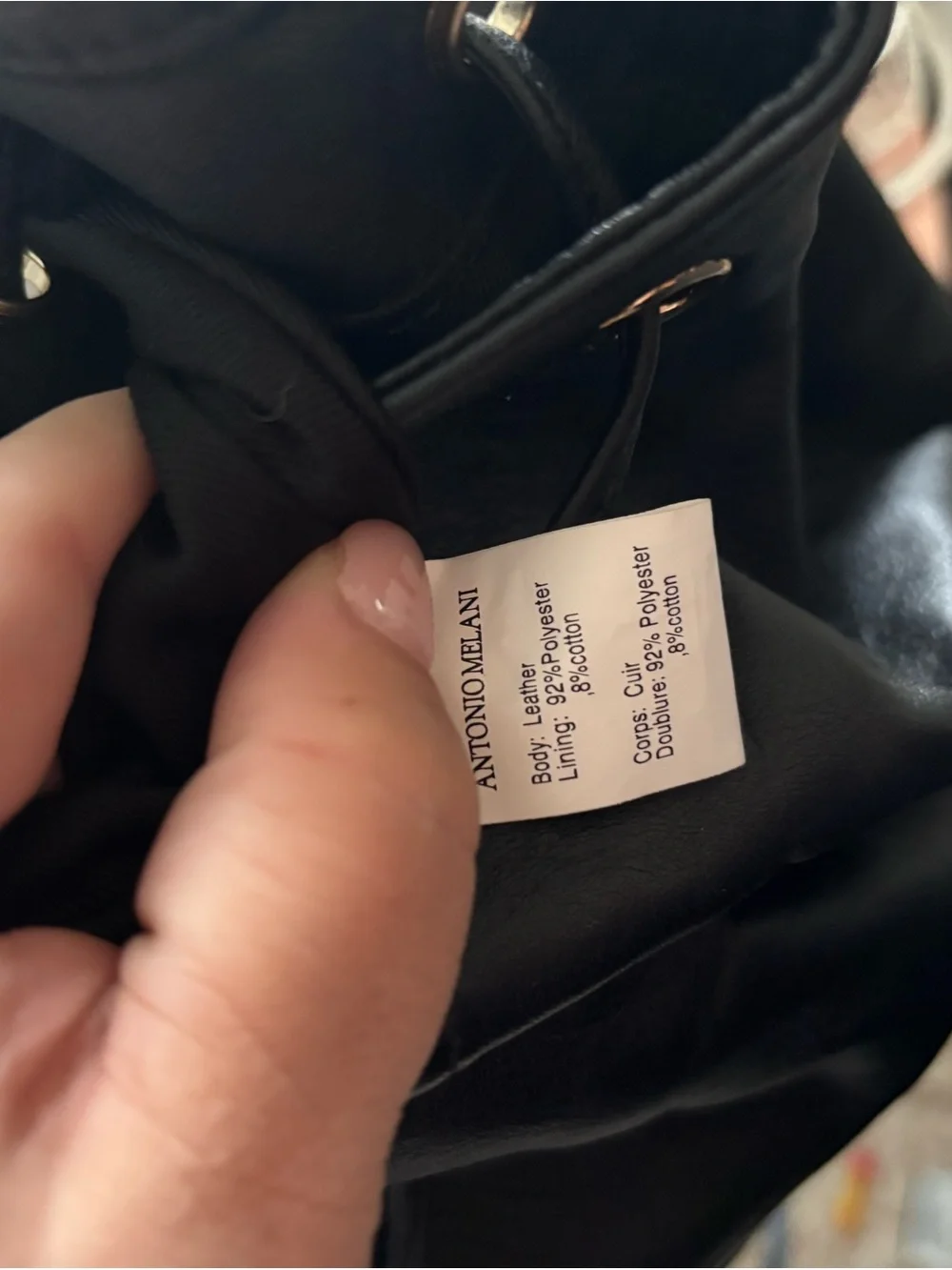 Antonio Melani Black Drawstring Leather Bucket Bag - Women's Crossbody